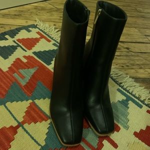 Primark black bootie with wood heel